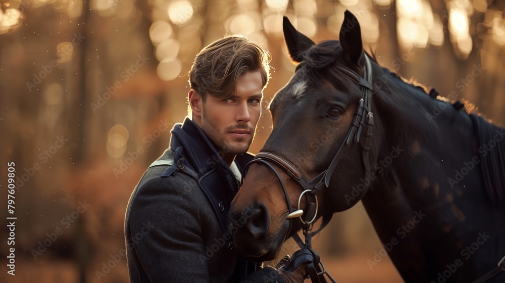 Obraz premium Handsome man with horse