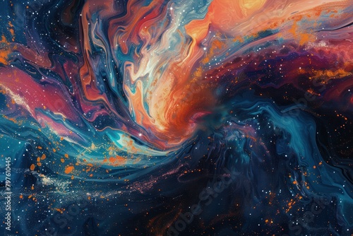 abstract background of swirling galaxies and celestial phenomena photo