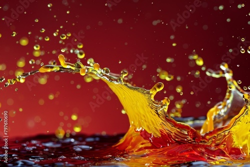 Liquid gold dance against a crimson backdrop