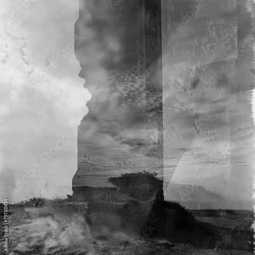 Cellulose triacetate negative film capturing a somber war memorial, an intimate portrayal of remembrance photo