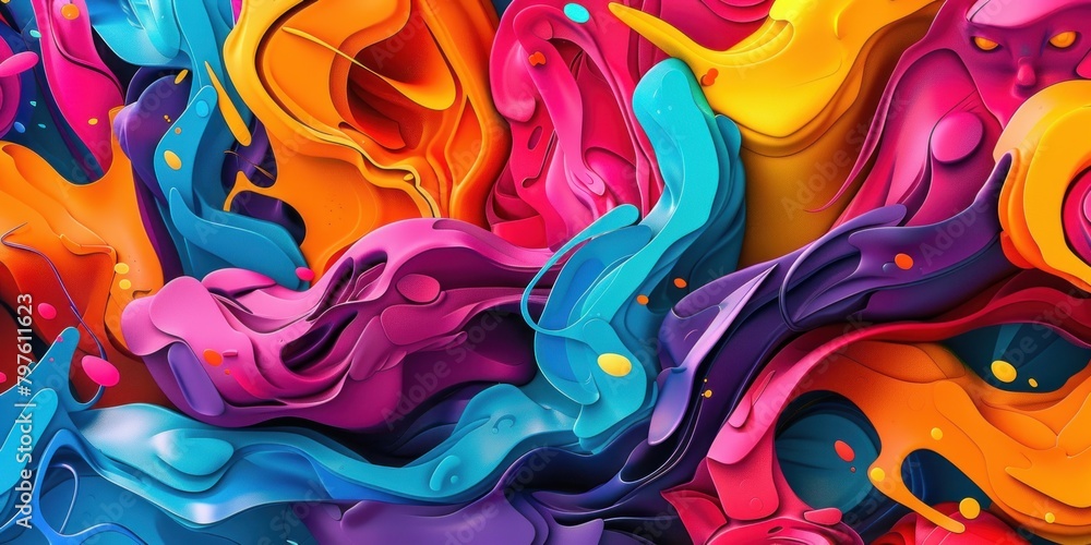 Vibrant Urban Graffiti Background. Abstract 3D Drops with Dynamic Patterns.
