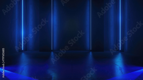 dark blue background Empty dark scene, neon lights  © Halim Karya Art