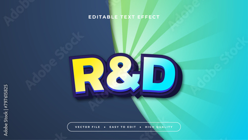 Blue green and yellow R and D 3d editable text effect - font style