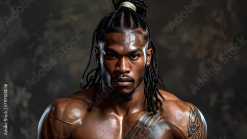 Authentic Curls: Muay Thai Athlete's Natural Hair, True Grit Black Fighter's Authentic Hairstyle, Genuine Essence African American Warrior's Natural Look, Pure Strength Natural Hair of a Black Athlete