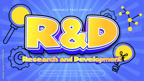 Blue yellow and black R and D 3d editable text effect - font style