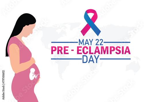 World Preeclampsia Day wallpaper with shapes and typography, banner, card, poster, template. World Preeclampsia Day, background