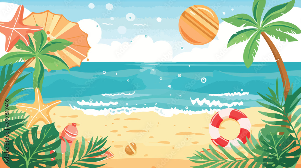 Summer sale banner with beach and sea different beach