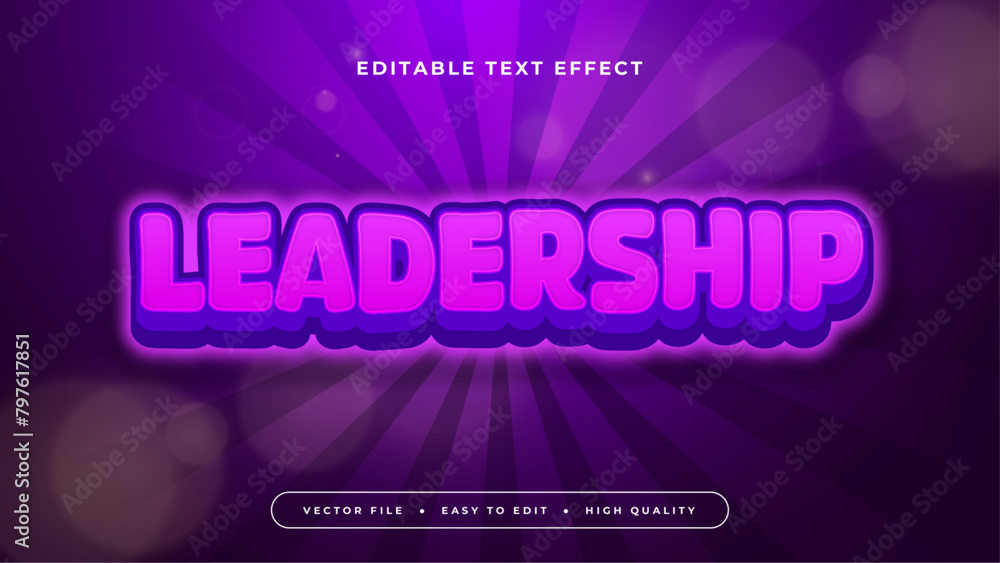 Purple violet and blue leadership 3d editable text effect - font style