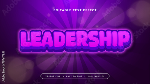 Purple violet and blue leadership 3d editable text effect - font style