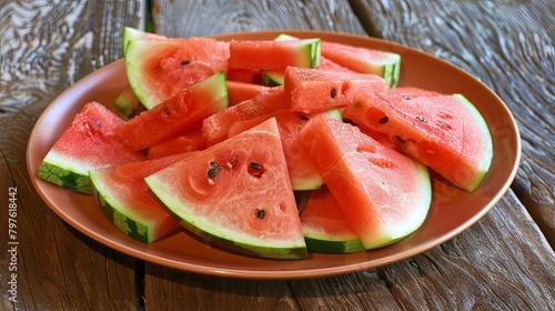 Fresh watermelon slices on a summer plate
