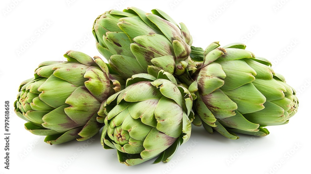 Obraz premium Fresh organic artichokes on white background