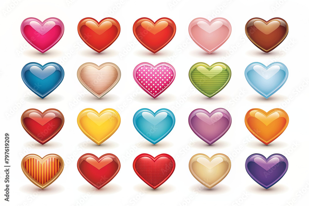 Set of heart shapes. Valentine's day heart icons set. Set of heart shapes. Valentine's day heart icons set.