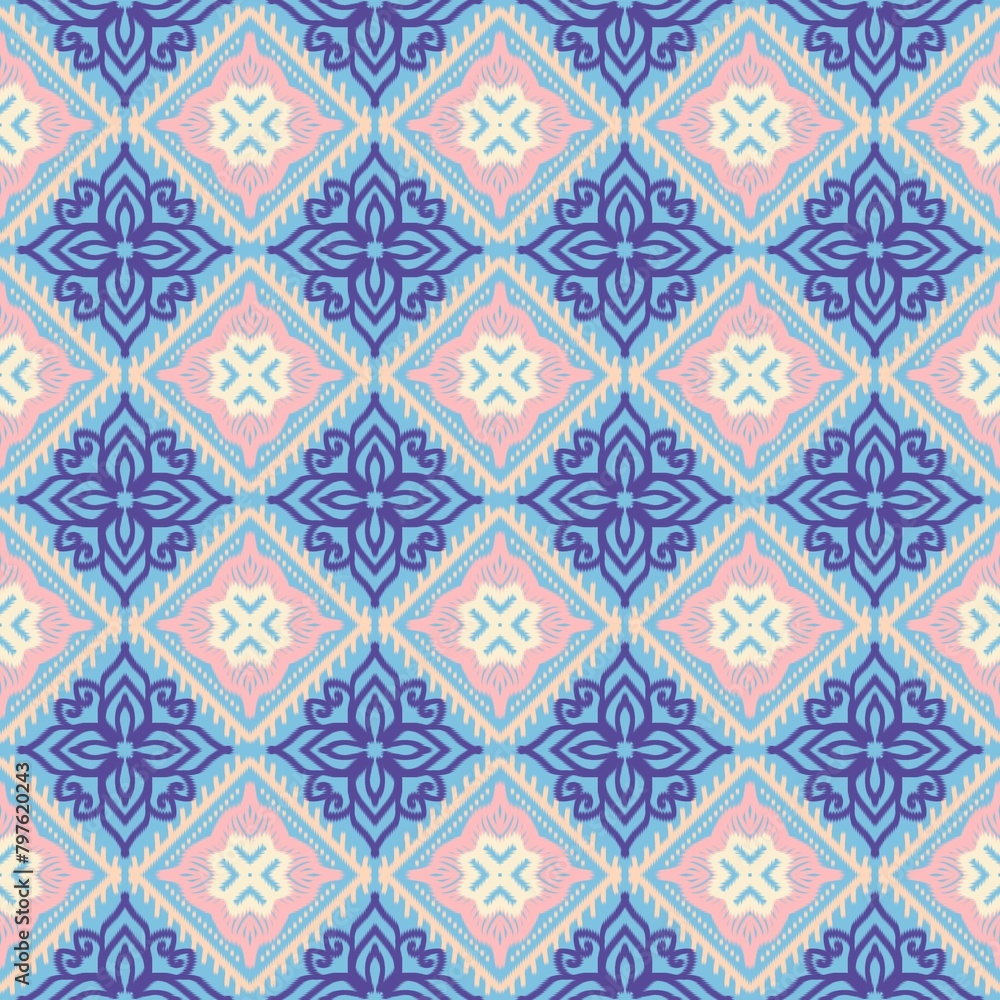 Fototapeta premium Seamless Ikat ethnic traditional pattern geometric abstract folklore ornament Tribal ethnic illustration background