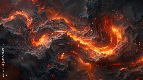 In a symphony of molten motion, stylized lava swirls twist and churn on this abstract background.
 photo