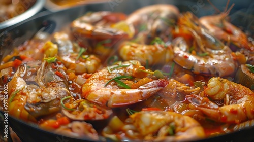 Traditional Angolan cuisine. Kalulu is a stew of fresh fish and shrimp. 