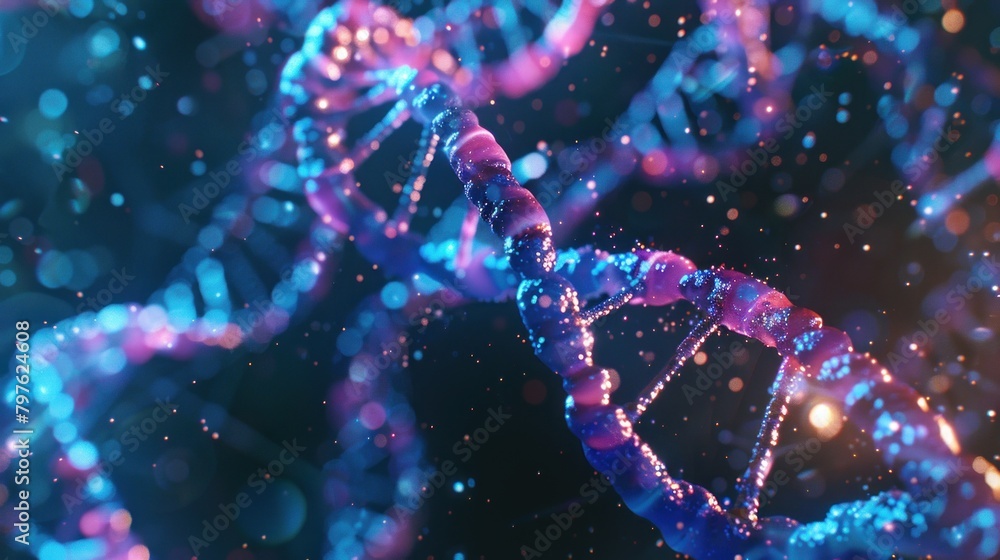 A mesmerizing background adorned with futuristic DNA helices.
