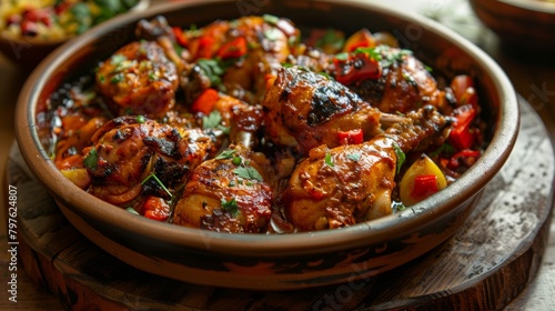 Traditional Angolan cuisine. Chicken muamba. photo