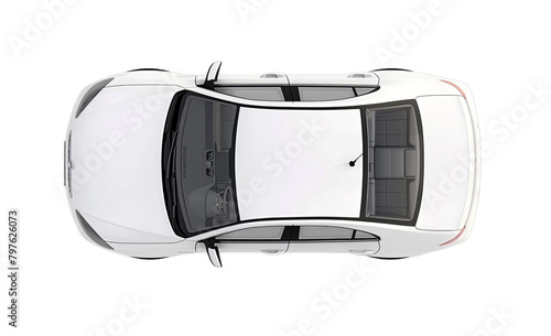 white car top view, isolated on transparent background PNG 