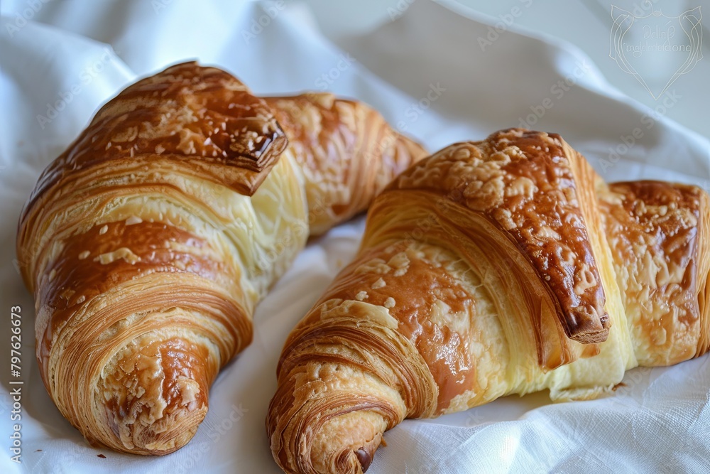 Traditional French Pastry Magic: Homemade Croissants Brunch Scene in Natural Light