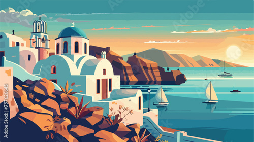 Church of Agios Nikolaos in Santorini island Greece. © Tech