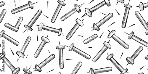 a black and white drawing of a bunch of screws