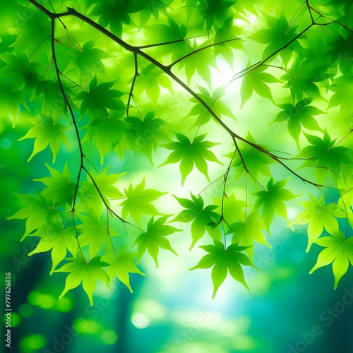 Light green background of blue maple trees