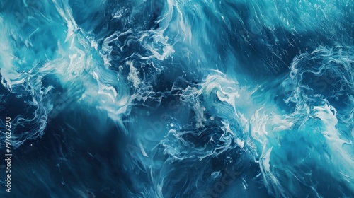 Abstract ocean background with fluid waves. Dynamic sea movement. 