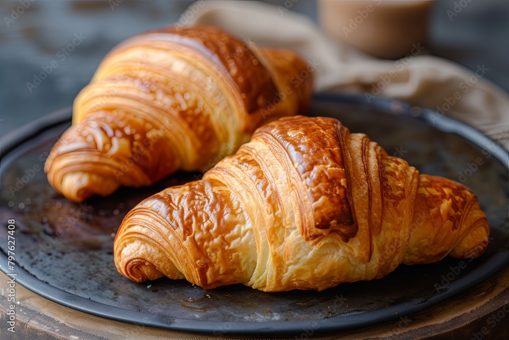 French Pastry Delights: Morning Croissants in Dark Rustic Ambiance