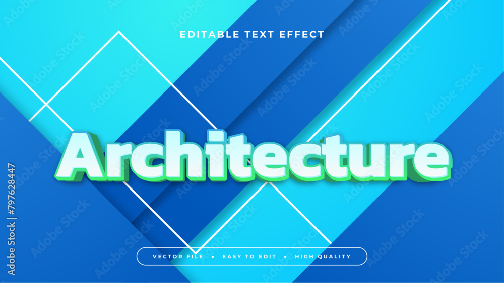 Blue green and white architecture 3d editable text effect - font style