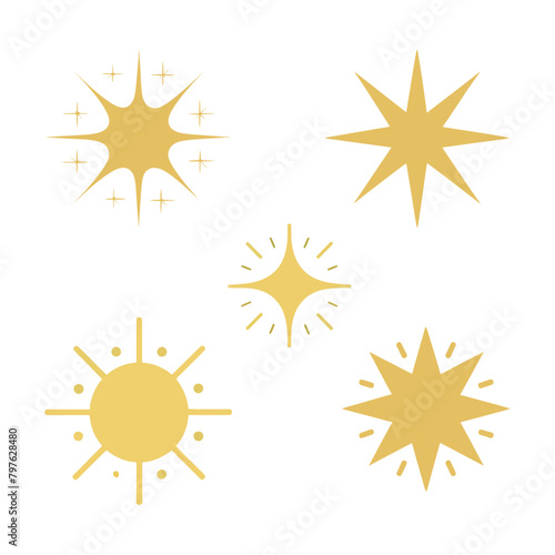 Sparkle flat vector icons. Shine flat vector icons. Glow flat vector icons