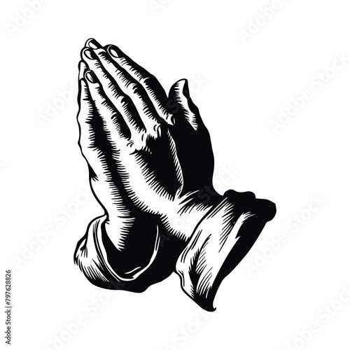 A vector illustration of praying hands inspired by Albrecht Durer s1508 study photo