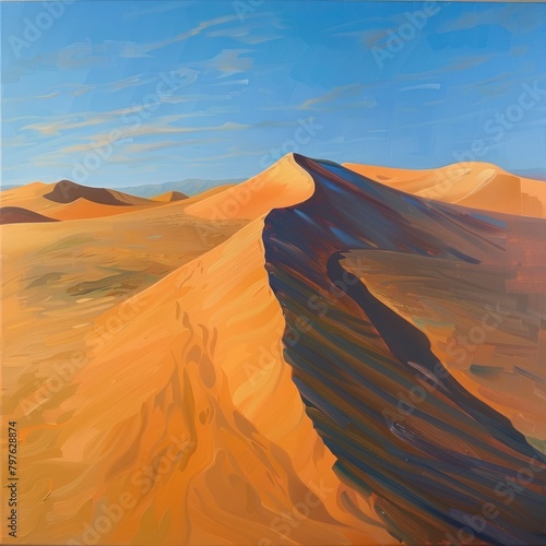 Desert scenery with sandy dunes. Dry and barren wilderness background. 