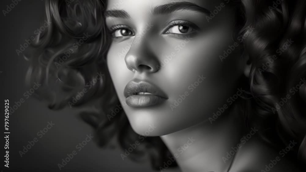 In a black and white portrait a womans natural beauty shines through as she poses with grace and confidence the subtle variations of grey highlighting the contours of her face and . In a black and white portrait a womans natural beauty shines through as she poses with grace and confidence the subtle variations of grey highlighting the contours of her face and .