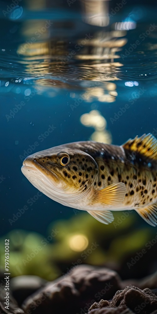 Burbot fish underwater background Burbot fish underwater background