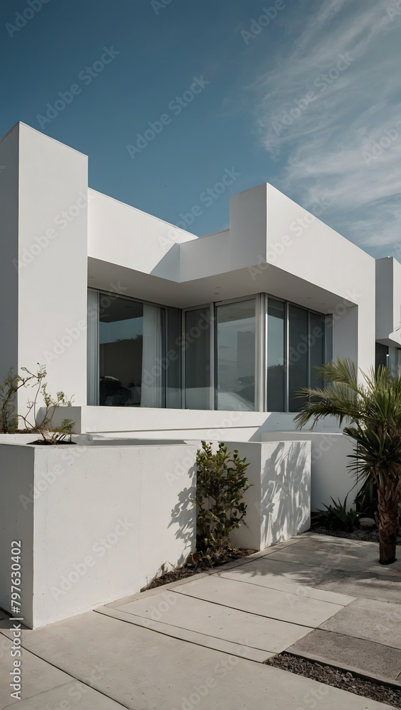 A contemporary white building with clean lines and timeless appeal.