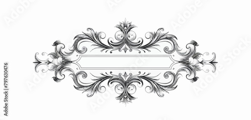a black and white drawing of an ornate frame