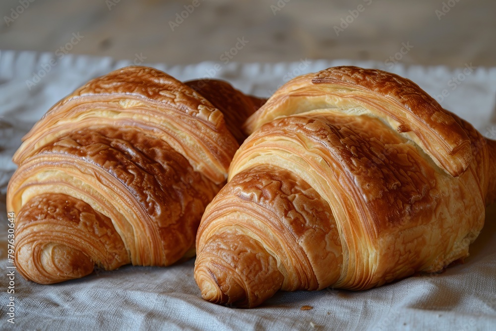 Delicious and Fresh: The Art of Traditional Bakery Delights - Two Croissants as Morning Snack
