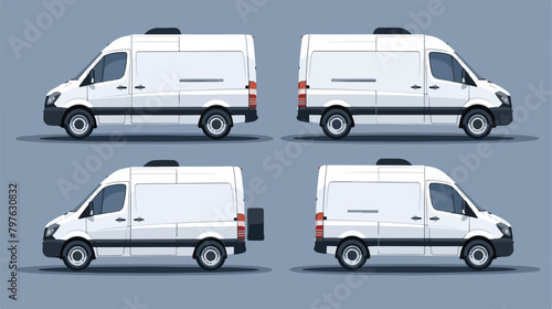 Compact cargo van set. argo van with side front and b © Tech