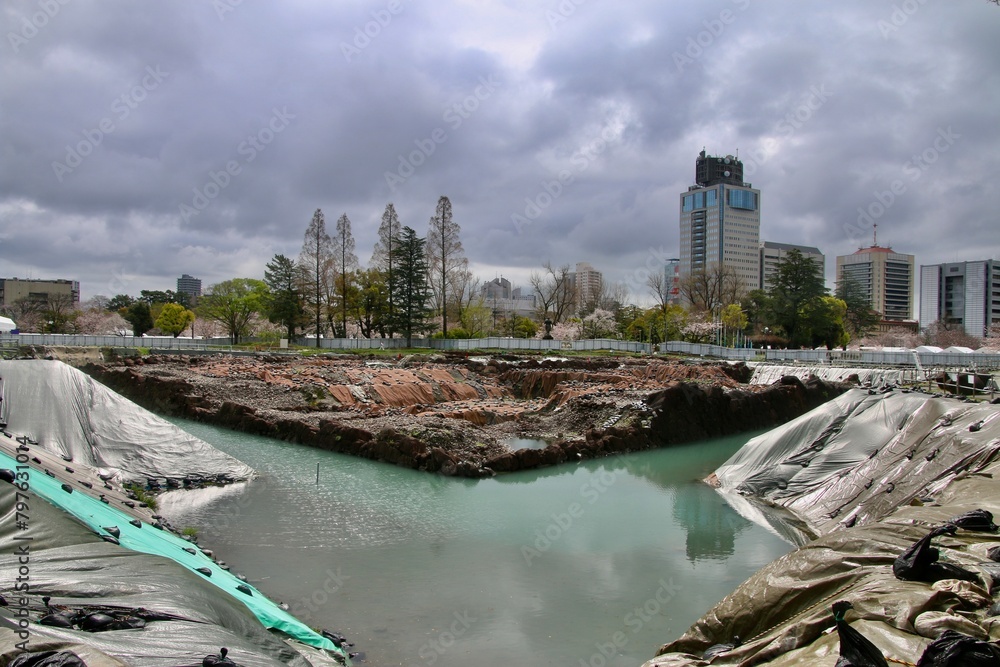 Fototapeta premium 駿府城発掘調査・駿府城公園（静岡県・静岡市）