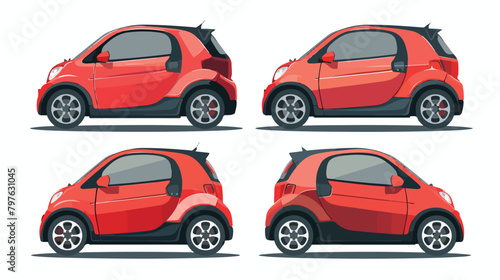 Compact city car two angle set. Compact city car side