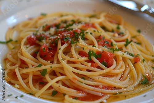 Flavorful Tradition  A Visual Feast of Spaghetti with Tomato Sauce - Celebrating Italian Cuisine Joyfully