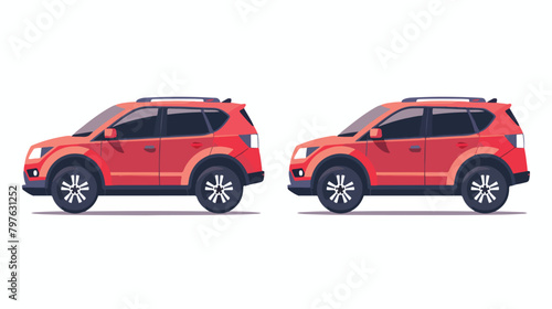 Compact CUV car two angle set. Car with driver man si © Tech