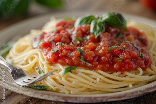 Fresco Fantasia  The Marvellous Ballet of Spaghetti  Sauce  and Fork in Joyful Italian Motion