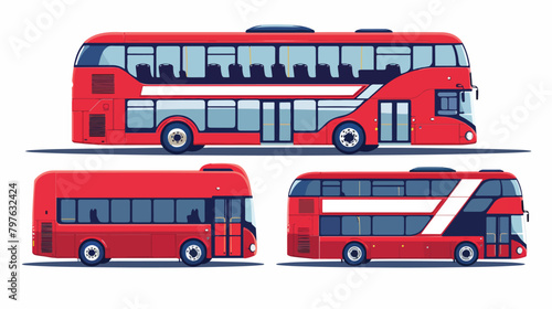 Double-decker bus isolated. Bus with side view background Vector