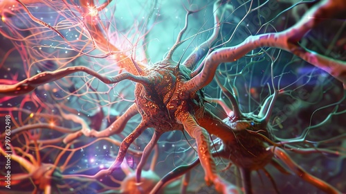 Artistic rendering of a neuron photo