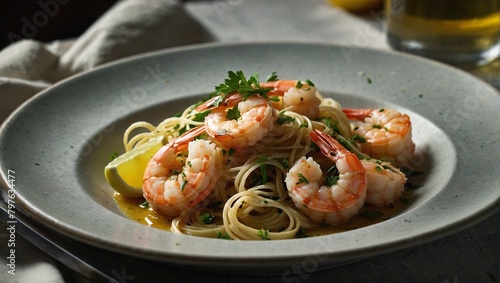 A plate of shrimp scampi