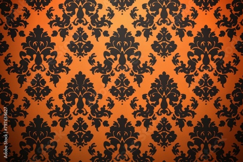 This ornate baroque wallpaper texture in burnt orange is perfect for adding an antique touch to spaces.