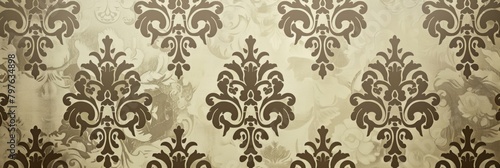 This image showcases a subtle, golden swirl damask pattern on a creamy backdrop, perfect for an elegant interior look.