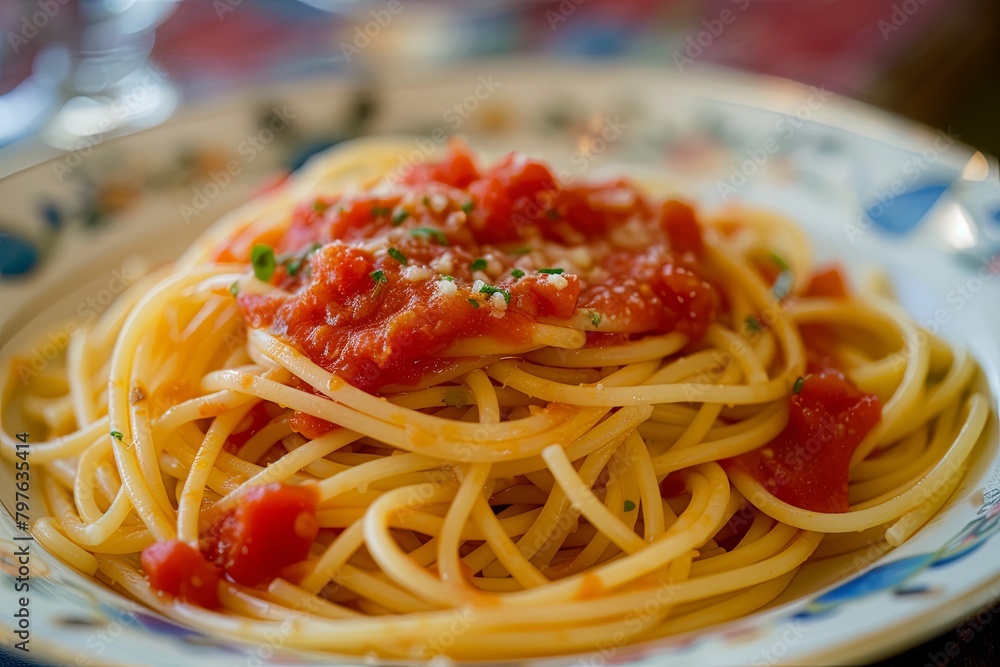 Glorious Spaghetti Feast: Captivating Visual Delight of Red Sauce and Golden Pasta Glorious Spaghetti Feast: Captivating Visual Delight of Red Sauce and Golden Pasta