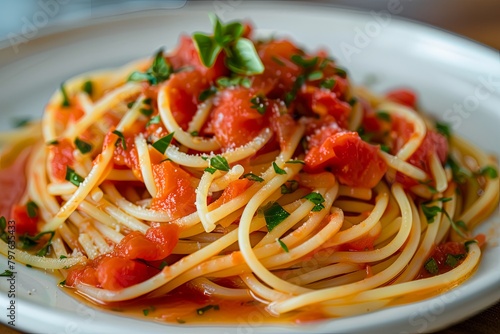 Fresh Tomato Sauce Spaghetti: A Vibrant Artistic Food Composition